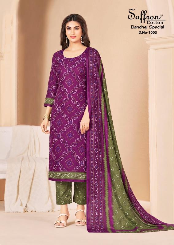 Saffron bandhej special dress material wholesale in hyderabad